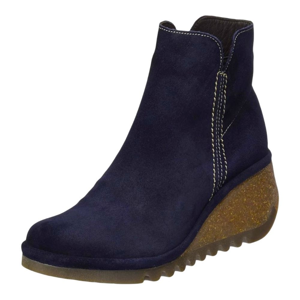 Fly London Black Suede Wedge Ankle Boots